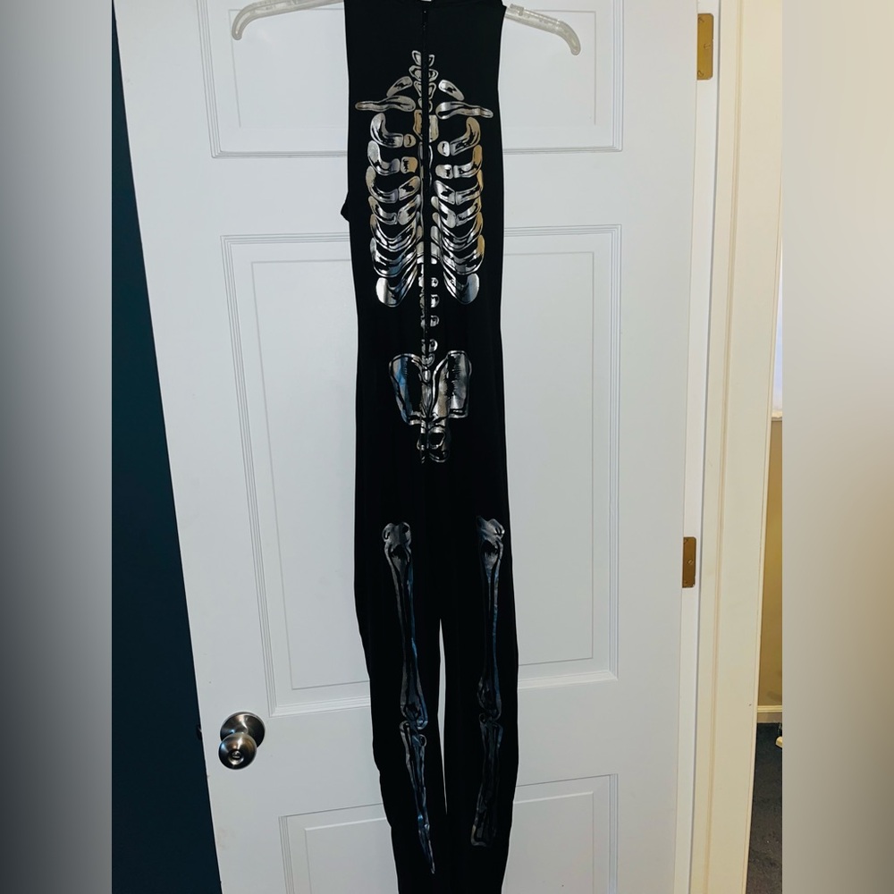 Black Skeleton Print Jumpsuit Halloween costume